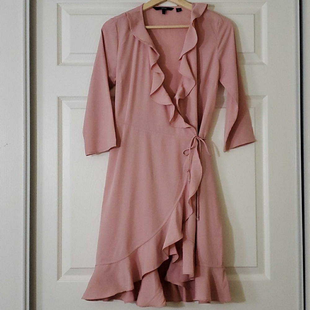 Blush Pink Ruffle Wrapped Dress